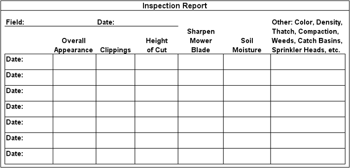 Soccer Maintenance - Field Inspection Report